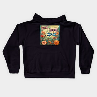 Dragonflies Fly Above Flower Ninfa Garden Kids Hoodie